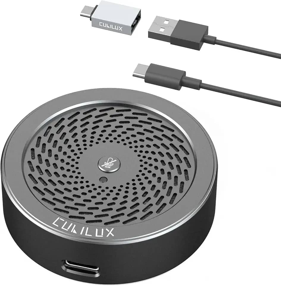 Cubilux Microfone de conferência USB, microfone de mesa USB para reuniões de vídeo, Skype, Zoom, equipes, microfone omnidirecional de mesa portátil USB para PC, laptop, MacBook, 3 metros