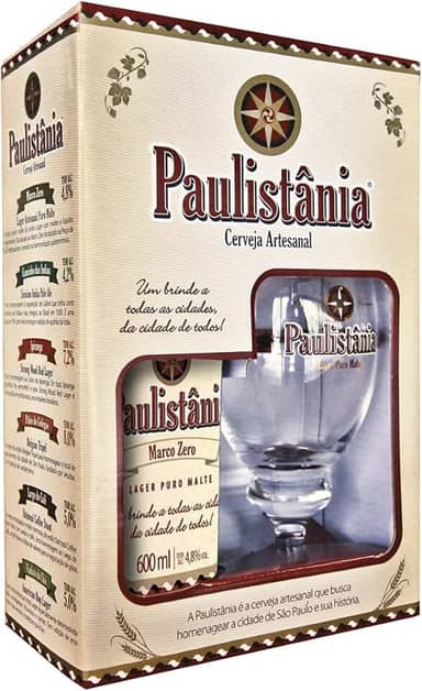 Kit Cerveja Paulistânia Marco Zero 1 Garrafa 500ml + Taça