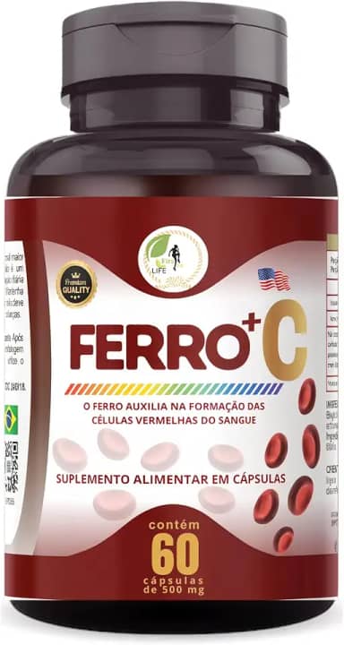 Suplemento Ferro + Vitamina C Quelado Premium 60 Cápsulas - Fits Life