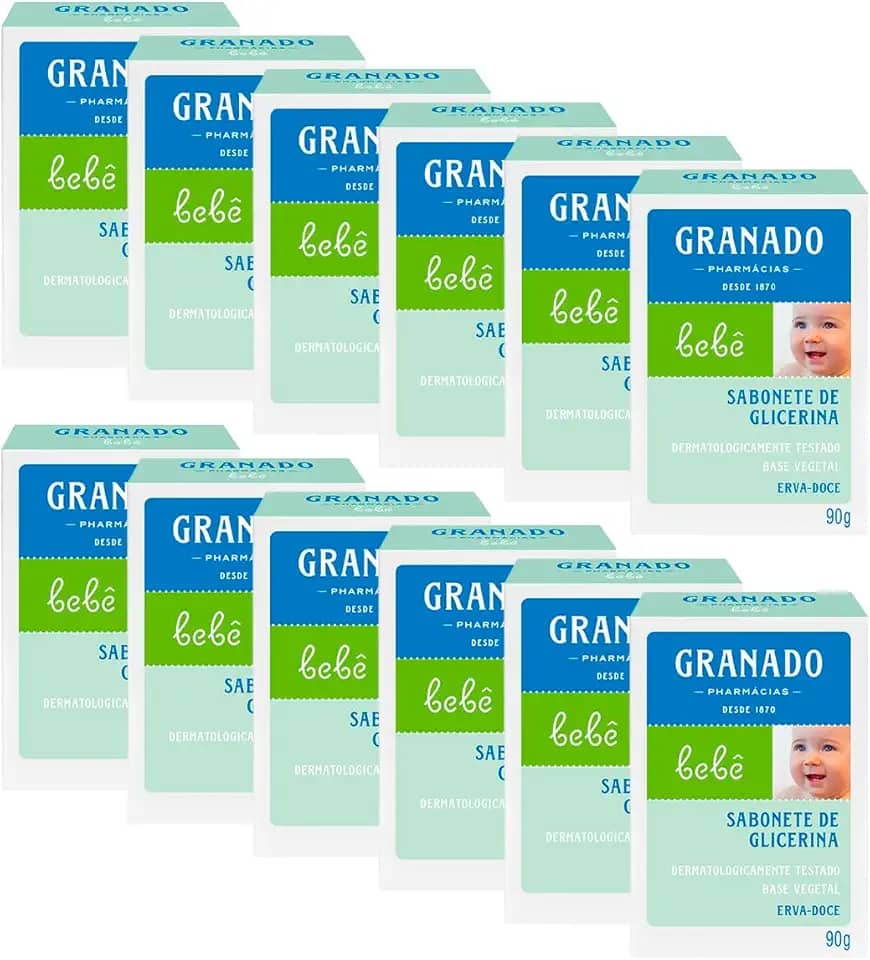 Granado Sabonete Glicerinado Bebê, Erva-Doce, 90g, 12 Unidades