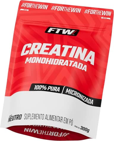 FTW Creatina Monohidratada 100% Pura - Explosão de Energia, Força e Resistência - Absorção Rápida para Ganho de Massa e Performance - Refil 300g