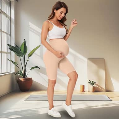 Calça legging feminina de 20 cm para gestantes, shorts de motociclista para gestantes, treino, ioga, atividades físicas, macias