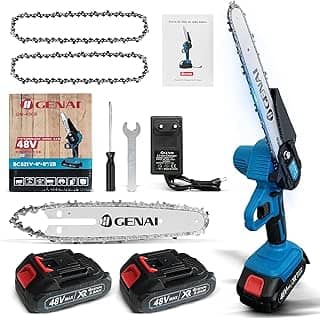 Motoserra Portatil a Bateria Mini Motosserra 48V Brushless Motosserra Elétrica Portátil 6+8 Polegadas 2 Bateria GN-450B