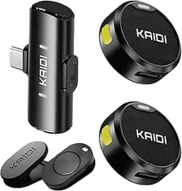 Kit com 2 Microfones de Lapela Sem Fio com Redução de Ruído – Compatível com iPhone 15/16, Android e USB Tipo C – Ideal para Gravação, Entrevistas, Podcast, YouTube e TikTok – Compacto e Portátil