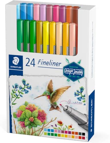 STAEDTLER Caneta Ponta Fina Triplus Fineliner 0.3mm Estojo 24 Cores Sortidas - 334 C24-C - Corpo Ergonômico Triangular – Ideal para Escrita e Bullet Journal