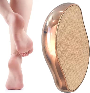 Ralador de calos de cristal para pés – Ferramenta de pedicure para uso seco/molhado, remove eficazmente a pele morta e calos com forma ergonômica