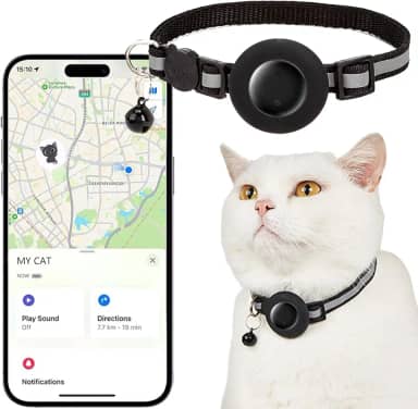 Coleira GPS para Gatos Localizador Eletrônico de Animais de Estimação Compatível com Apple Find My à Prova D'água Longa Vida Útil da Bateria Visibilidade Aprimorada