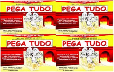 Kit com 4 Ratoeira Adesivas para Ratos e Camundongos, Uso Residencial e Comercial