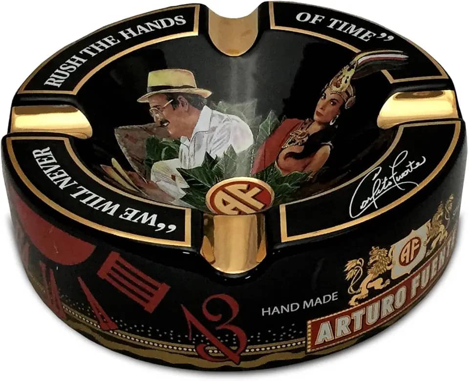 Cinzeiro de charuto de porcelana Arturo Fuente edição limitada grande preto