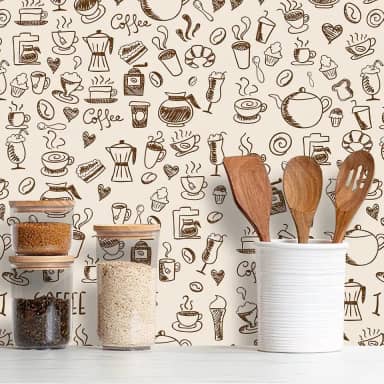 Papel de Parede Adesivo Cozinha Café Diversos Modelos Rolo 3m Cozinha Café:CS004