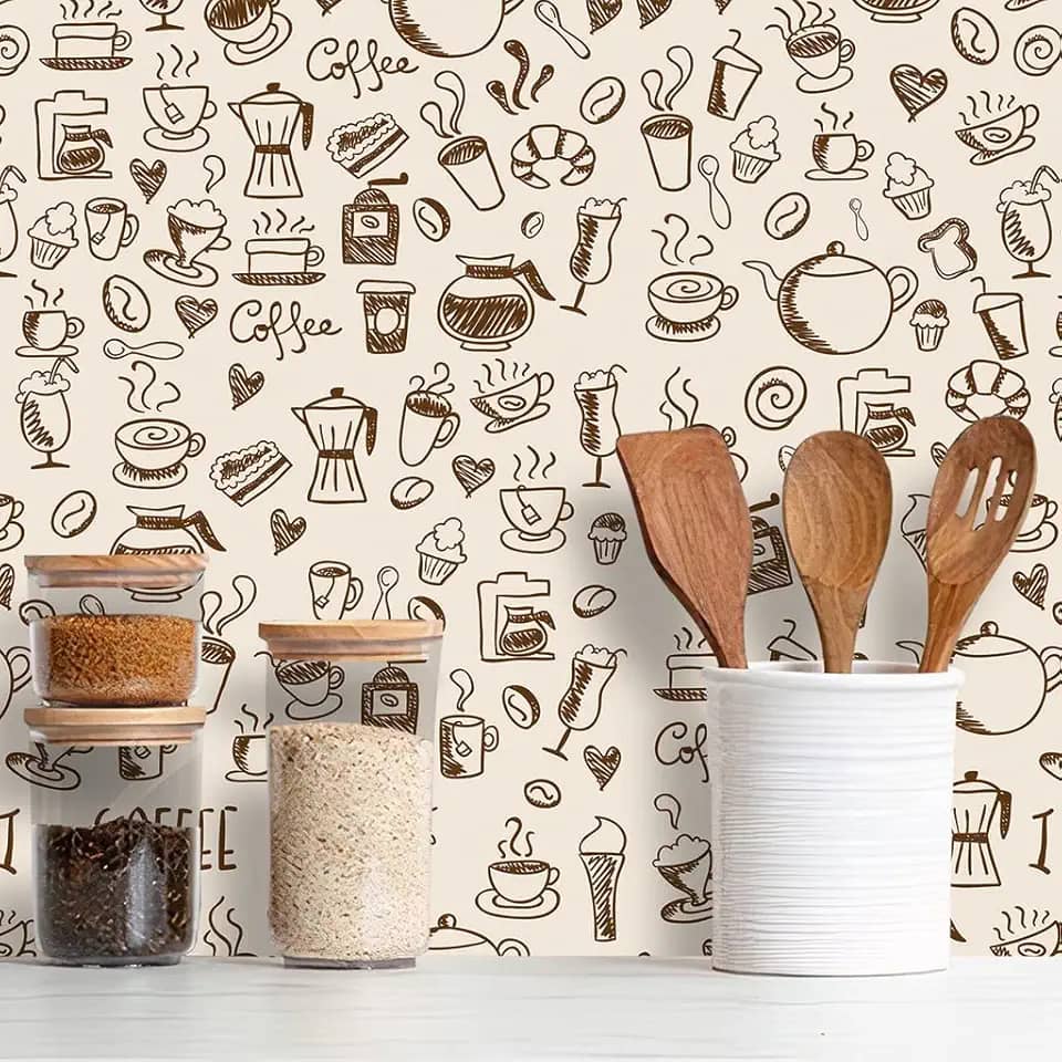 Papel de Parede Adesivo Cozinha Café Diversos Modelos Rolo 3m Cozinha Café:CS004