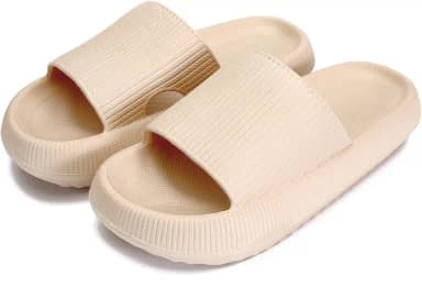 rosyclo Pantufas Cloud Para Mulheres E Homens, Ducha Massageadora, Banheiro, Antiderrapante, Secagem Rápida, Bico Aberto, Supermacio, Confortável, Sola Grossa, Almofadada, Sandálias Deslizantes Ambi
