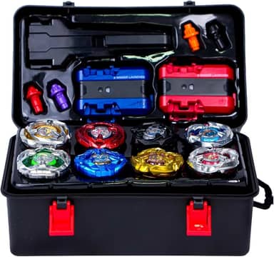 Kit Beyblade Metal Fusion: 8 Piões, 2 Lançadores e 1 Grip