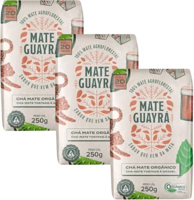 Kit 3 Chá Mate Erva Mate Guayra Tostado Orgânico 250 gramas Gelado ou Quente (CHÁ MATE)