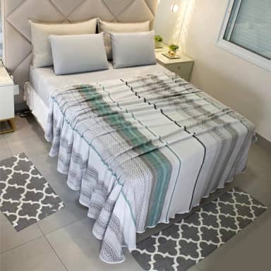 Lençol Casal Sem Elástico Malha Estampada 100% Algodão Para Se Cobrir 2,20 x 2,20m Toque Macio, Conforto e Durabilidade Cozzilar (Modelo 5)