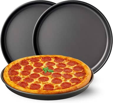 Kit com 2 Formas para Pizza Antiaderente, Aço Carbono com Revestimento em Teflon, 36cm, Cinza Escuro, para Pizzas Grandes e Massas Finas