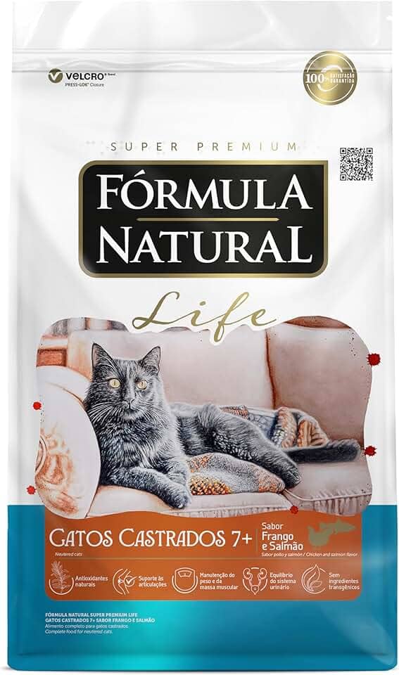 Fórmula Natural Life Ração Para Gatos Castrado Sênior Sabor Frango e Salmão 7 Kg