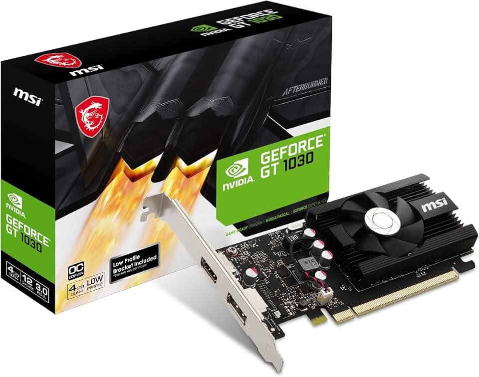 MSI Placa de vídeo para jogos GeForce GT 1030 4GB GDRR4 64-bit HDCP suporta DirectX 12 DP/HDMI ventilador único OC (GT 1030 4GD4 LP OC)