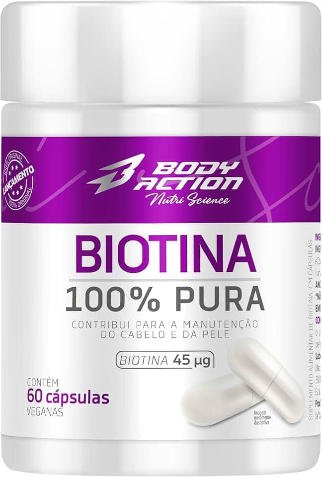 Biotina 100% Pura 60 Cápsulas Bodyaction