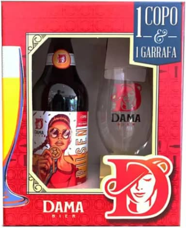 Cerveja Dama Bier 01 Garrafa Pilsen 600 ml com Copo (Kits)