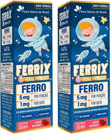 KIT 2X FERRIX (Ferro infantil) 30ml - Flora Nativa (Único, Morango)