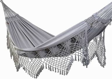 Rede de Dormir e Descanso Safira Casal Extra 100% Algodão Jaguaruana. (Cinza)