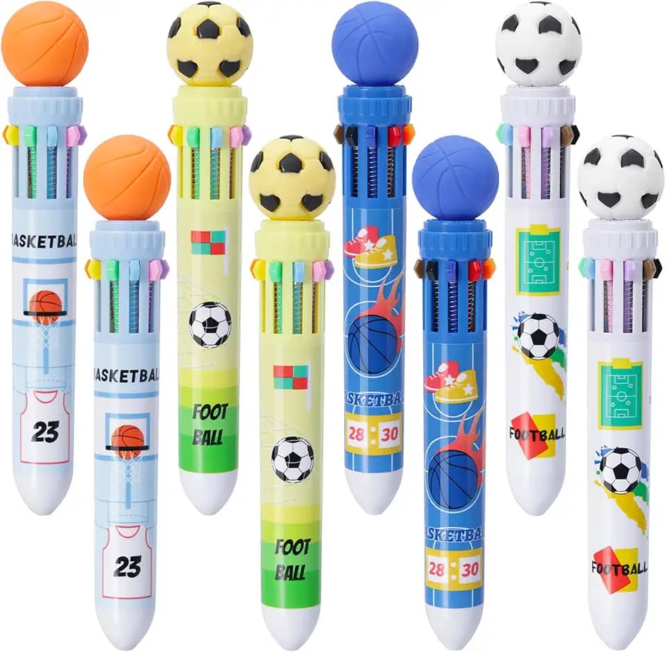 Heliar Canetas esferográficas multicoloridas de 0,5 mm, 10 em 1, canetas esferográficas retráteis da Copa do Mundo para escritório, escola, estudantes, crianças, presente de Natal, pacote com 8