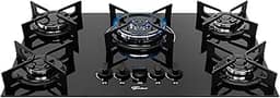 FISCHER COOKTOP À GÁS 5 BOCAS TRIPLA CHAMA FIT LINE TREMPE IRON MESA VIDRO PRETO BIVOLT 36340-102674