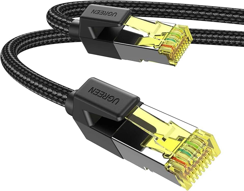 UGREEN Cabo Ethernet Cat 7 de 91 cm, trançado de alta velocidade, cabo de Internet Cat7 RJ45, blindado, para uso interno, cabos de rede LAN resistentes, compatíveis com computadores de jogos, PS5, PS4