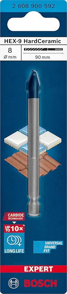Bosch Broca para porcelanato EXPERT HEX-9 Hard Ceramic 8x90mm