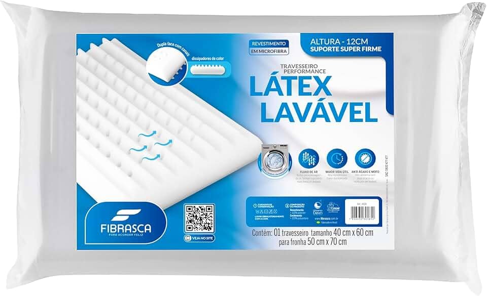 Travesseiro Latex Lavavel - para fronhas 50x70cm - Branco - Fibrasca