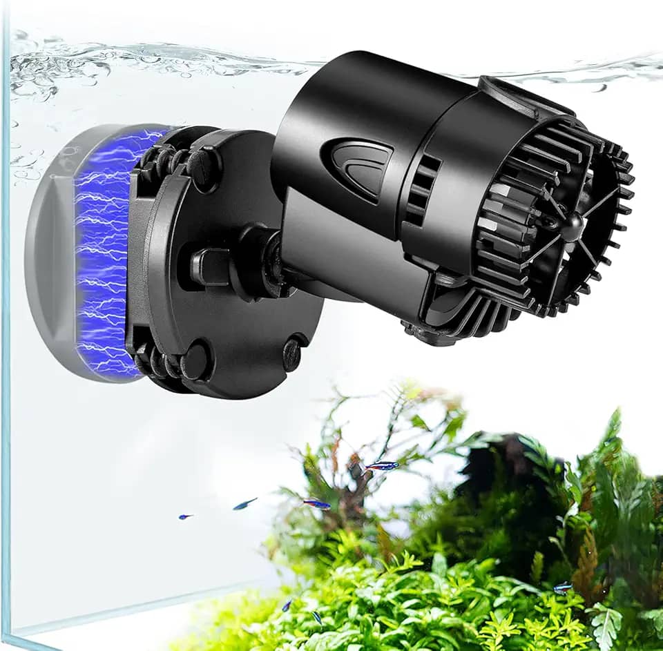AQQA Bomba Wave Maker, Bomba De Circulação De Aquário 530Gph Bomba Motorizada Submersível Rotativa De 360 Graus Com Base De Sucção Magnética Para Aquários Marinhos E De Água Doce (3W)