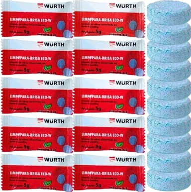 Kit Wurth Limpa Para-brisa 10 Pastilhas Eco-w Efervescente Para Jogar No Reservatório Do Carro
