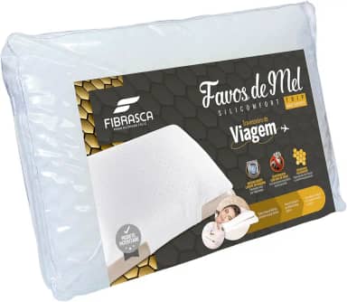 Travesseiro de Pescoço para Viagem Lavável em Máquina - Favos de Mel Trip - 60x40 cm - Branco - Fibrasca