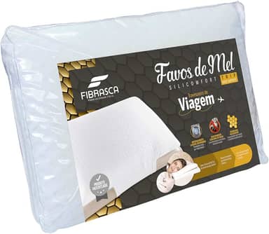 Travesseiro de Pescoço para Viagem Lavável em Máquina - Favos de Mel Trip - 60x40 cm - Branco - Fibrasca