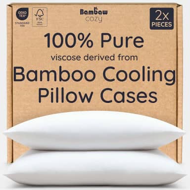 Bambaw 100% viscose derivada de fronhas King de bambu – Conjunto de 2 fronhas refrescantes com fecho de envelope, conjunto de 2 fronhas King brancas, fronhas respiráveis para acne (branca)