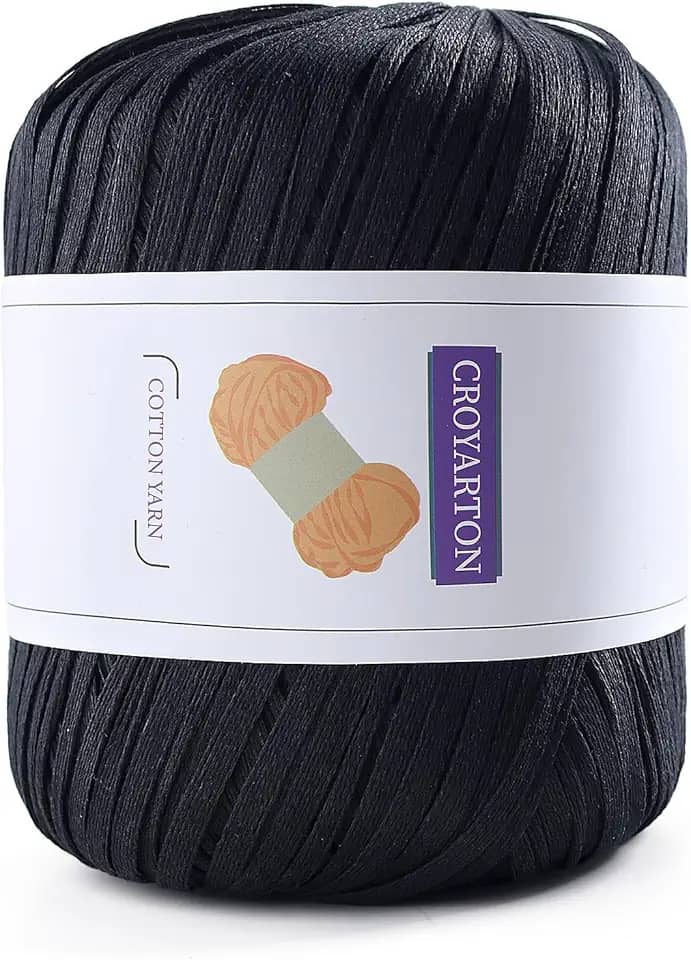 Fio de Algodão para Crochê, 114 Jardas/Fio, Bolsa de Praia de Verão, 105m/50g, Preto