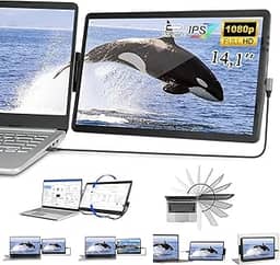 【Armazém Brasil】 Extensor De Monitor De Laptop, 14.1 inch Monitor portátil Para Laptop Notebook Duas Telas 1920 × 1080 FHD IPS USB C/HDMI portátil, suporte incluído, Plug and Play