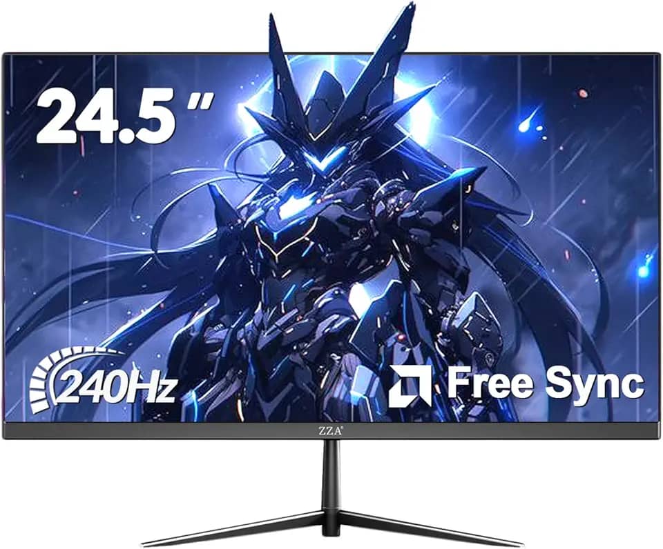 ZZA Monitor curvo de 24,5 polegadas, FHD 1920 × 1080P 240Hz, 120% sRGB, design de moldura ultrafina, luz azul baixa e sem cintilação, monitor de computador para casa, escritório, jogos (HDMI, VGA