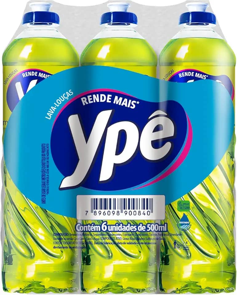 Ypê Pack Detergente Capim-Limão 500ml (6 unidades)