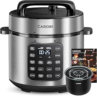 carori Panela De Pressão Elétrica Carori 9 Em 1, 6 Qt, Panela Multifuncional Programável Com Ventilação Segura, Panela De Pressão, Panela De Arroz, Panela Elétrica Lenta, Vaporizadora, Refogadora, A