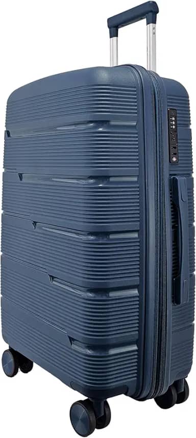 Mala de Viagem Média 23kg Expansível, Polipropileno Resistente, Cadeado Segredo, Rodas Duplas 360° Silenciosas. (Azul Marinho P2M)