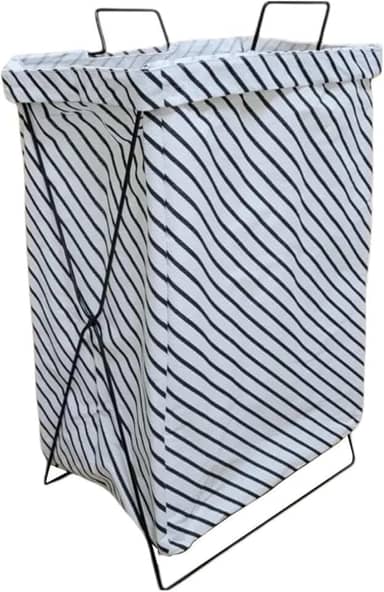 AMOEJA Cesto de Roupa Suja com Suporte em Aço Inox – Dobrável, Lona Durável – 4 Opções de Estampa (Listrado)