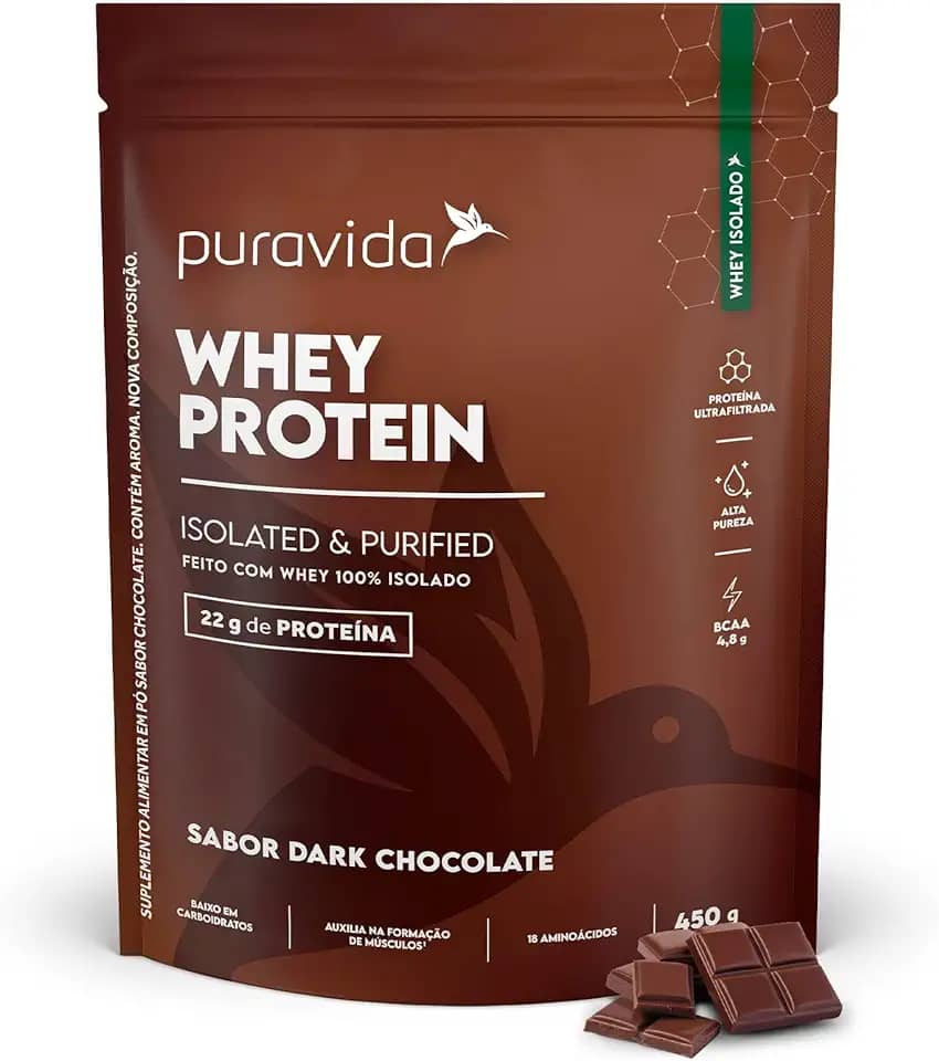 Puravida Proteínas Whey Protein Isolado Dark Chocolate 450g