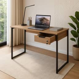 Mesa Escrivaninha Escritório Industrial Com Gaveta e Fechadura Moderna Pés De Metal