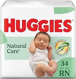 Fralda Huggies NATURAL CARE RN 34 unidades, Branco