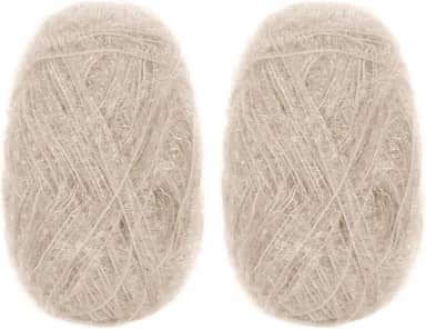 CAMAL Fio de poliéster para panos de prato para suprimentos de crochê fio de tricô colorido brilhante para panos de prato, artesanato DIY, 2 pacotes 109 jardas por novelo (bege)