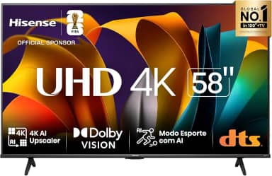Hisense Smart TV UHD 4K DLED 58" Polegadas 58A6N com HDR10+ Dolby Vision Game Mode Controle por Voz Alexa Built-In AirPlay