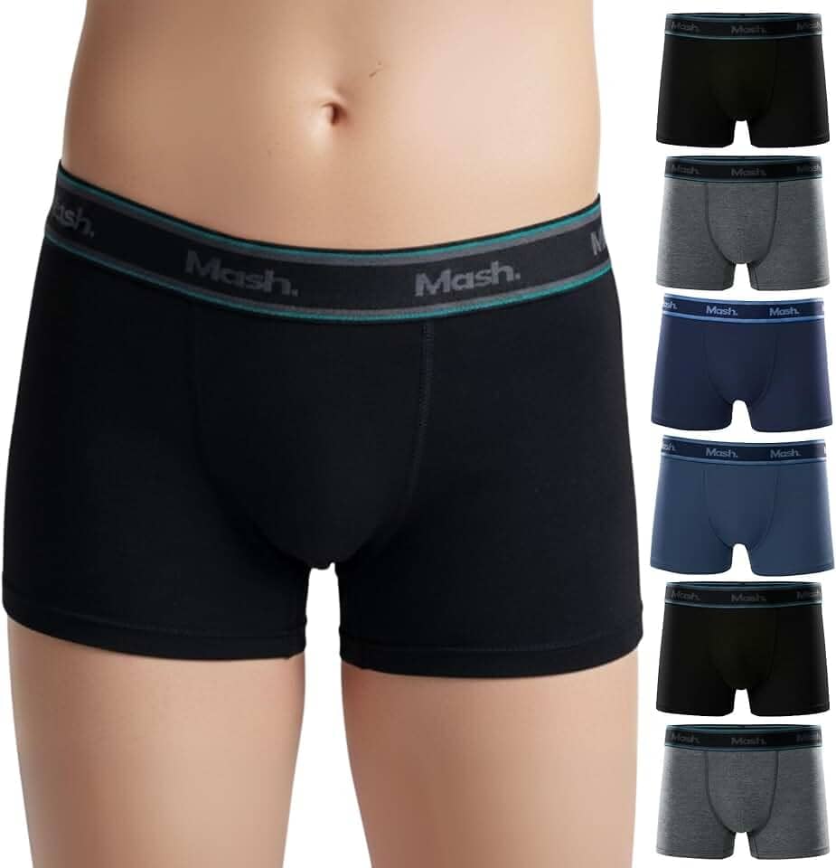 Kit 6 Cuecas INFANTIL Boxer Mash 100% Algodão Hipoalergênico Respirável Menino