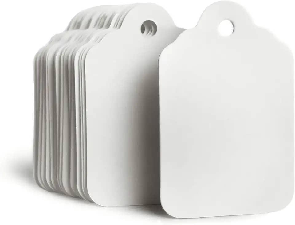 Branco Sem Rosca Marca Branca Etiquetas de preço em branco Tamanho 1,93" x 1,25" Pacote com 1000 Roupas de papel Etiqueta de pendurar Etiquetas Tamanho Etiquetas de Nome